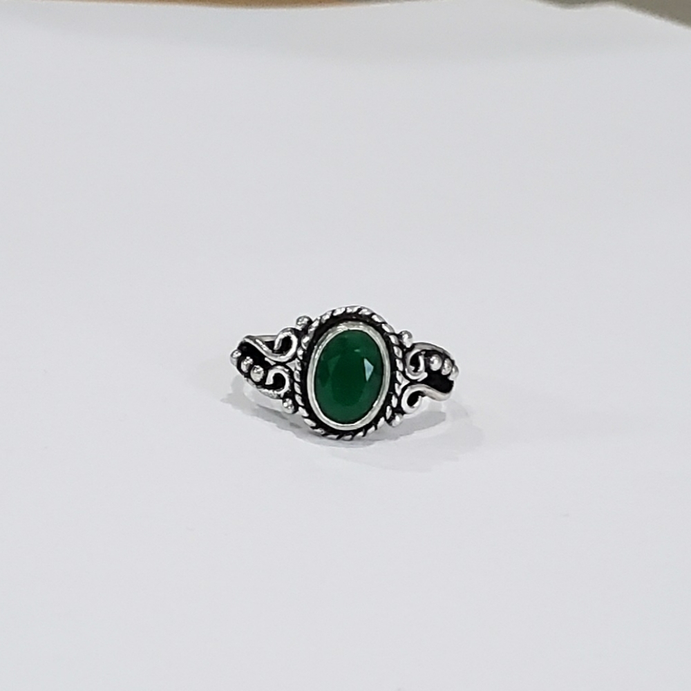 Emerald Ring, 925 Silver Emerald Gemstone Vintage… - image 2